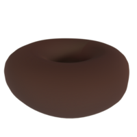 3D rendering of a chocolate donut on a simple transparent png