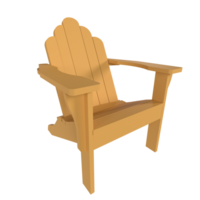 3D rendering of a yellow wooden Adirondack chair in a bright setting png