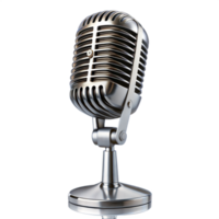 A metalic vintage microphone isolated on transparent background png