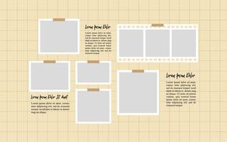 Pictures or photos frame collage. comics page grid layout abstract photo frames and digital photo wall template vector