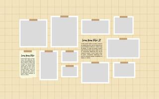 Pictures or photos frame collage layout abstract photo frames and digital photo wall template vector