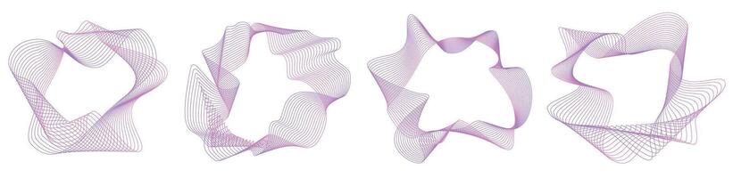 Abstract flowing wavy lines circle ring with rainbow gradient color. Dynamic amorphous shapes, frame border. Round wave fluctuations. Blend design element vector