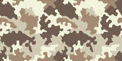 Brown beige camouflage seamless pattern. Modern military camo texture. Desert masking color vector