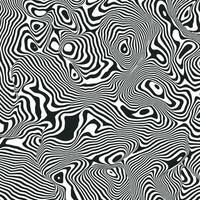 Psychedelic distorted lines backdrop. Abstract striped mountains pattern. Texture with wavy hills, curves stripes. Optical art background. Wave black and white 3D design vector