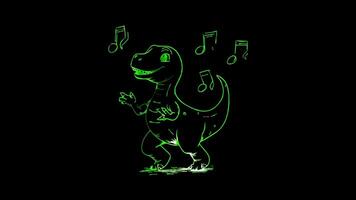 Neon frame effect, dinosaur, glowing, black background. video