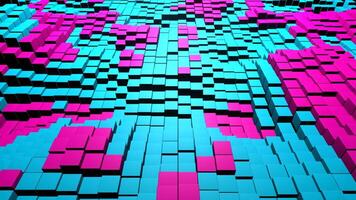 Cyan and Pink Cubic Wave Zone Background VJ Loop in 4K video