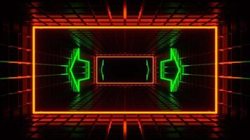 Green and Orange Neon Pointer Arrow Tunnel Background VJ Loop in 4K video