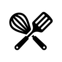 Spatula and whisk icon isolated on white background. vector