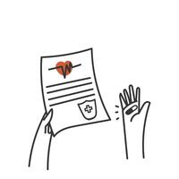 a hand holding a paper with a heart on it vector