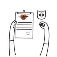 a hand holding a clipboard with a heart on it vector