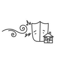 a house with a shield and a tornado coming out of it vector