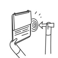 a hand holding a clipboard with a dartboard vector