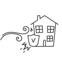 a house with a shield and a tornado coming out of it vector