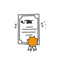 a graduation certificate with a hat on it vector