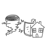 a drawing of a tornado and a house vector