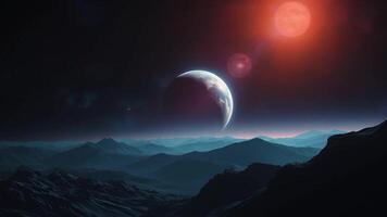 A stunning visual of a parallel universe and celestial bodies, exploring distant planets and cosmic mysteries that span across the vastness of space and the infinite realms of the universe. video