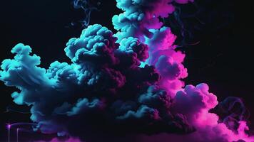 A high-contrast black background enhanced with smoke and light effects creates an eye-catching scene with artistic smoke patterns and modern lights. video