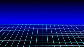 Retro futuristic grid motion background with blue glowing light beams. This stylish synthwave animation is full HD and a seamless loop background video