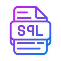 Sql document format file type icon. flat design database gradient icons. illustration. vector