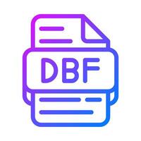 Dbf document format file type icon. gradient icons for data and storage files. illustration. vector
