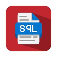 Sql document database flat icons. format, extension, symbol icon. Suitable for websites, UI and mobile apps. vector