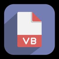 Vb document flat icons. format, file type symbol icon. with a blue background. illustration. vector