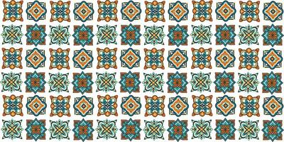 The seamlless pattern of a ornamental geometric patterns design in green and ocher shades vector