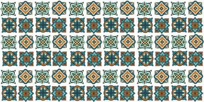 The seamlless pattern of a geometric patterns, ornamental tiles in green and ocher shades vector