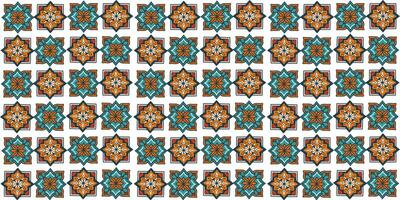 Seamlless pattern of a tile texture design set in blue green - orange red tones geometric ornament vector