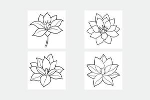 A drawing of a flower with a line drawing of a lotus flower vector