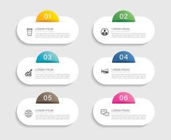 6 data infographics tab paper index template. Illustration abstract background. vector