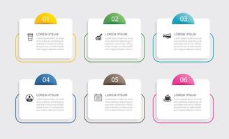 6 data infographics tab paper index template. Illustration business abstract background. vector