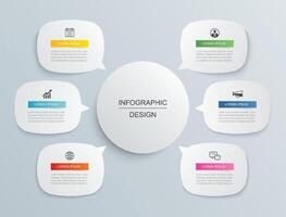 Infographics bubble data with 6 number template. Illustration business abstract background. vector