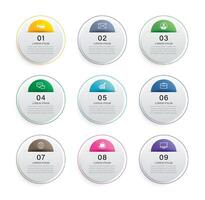 Infographics circle timeline with 9 number data template. Illustration business abstract background. vector