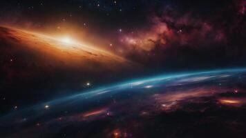 isto abstrato espaço cena características fluindo cósmico ondas e uma radiante interdimensional aura luz, exibindo a fluido energia e luz texturas do a sobrenatural universo. video
