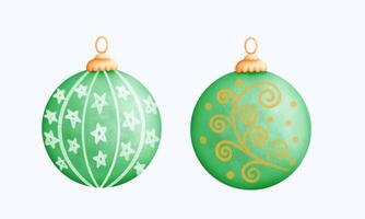 Cute and Colorful Christmas gold and green Ball Illustrations for Holiday Decor vector
