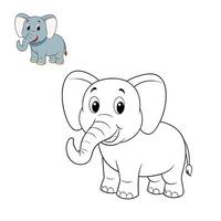 A fun and friendly elephant coloring page for kids, with bold, easy-to-color outlines. Perfect for preschoolers and toddlers to explore art with an animal theme. vector