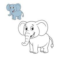 Charming elephant coloring page designed for kids, featuring simple lines and a playful look. Great for encouraging creativity and fine motor skills in young children vector