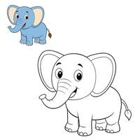 Kids coloring page with a cheerful elephant, featuring clear outlines for easy coloring. Ideal for early learners and animal lovers to explore creativity. vector