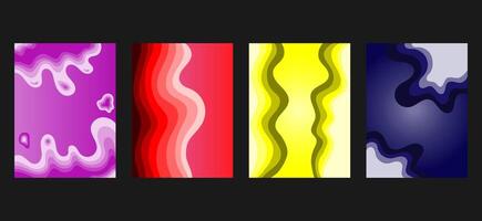Colorful paper cut multi layers, 3D topographic pattern textures set. Abstract paper cut relief imitation, topographic map for presentation, flyer, poster, cover, brochure modern illustration vector