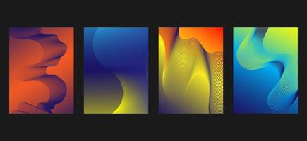 abstract background set Wave of the many colored lines. Abstract wavy stripes. Creative line art. Design elements created using the Blend Tool vector