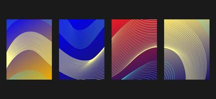 Abstract gradient background set. Wave element for design. Stylized line art. Colorful shiny wave with lines. Trendy color. Curved wavy smooth stripe vector