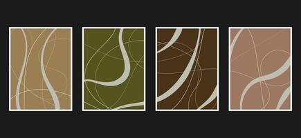 Set of stylish templates with organic abstract shapes and lines in nude colors. Neutrals background in minimalist style. Contemporary Illustration vector