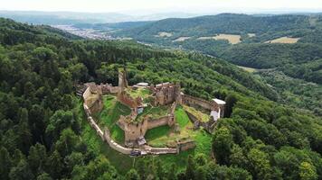 Aerial view - fly over castle Zborov in Slovakia in August 2024 video