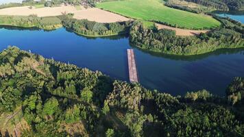 Aerial backwards revealing view of unfinished highway bridge in Czechia august 2024 video