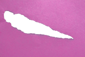 Ripped torn pink paper hole on transparent background, paper cut out design element, copy space png
