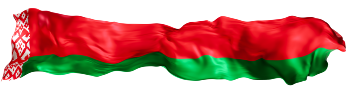 Stylized flag of Belarus, waving in the wind, on transparent background. Footer, header or divider. Cut out wide, panoramic element. Banner for patriotic themes or national event promotions. 3D. png