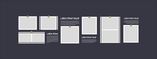 Blank collage frame template for photos and images vector