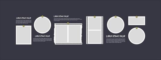 Collage photo frames set with text vector