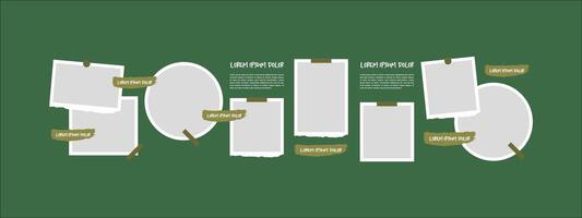 Pictures or photos frame collage layout abstract photo frames and digital photo wall template vector